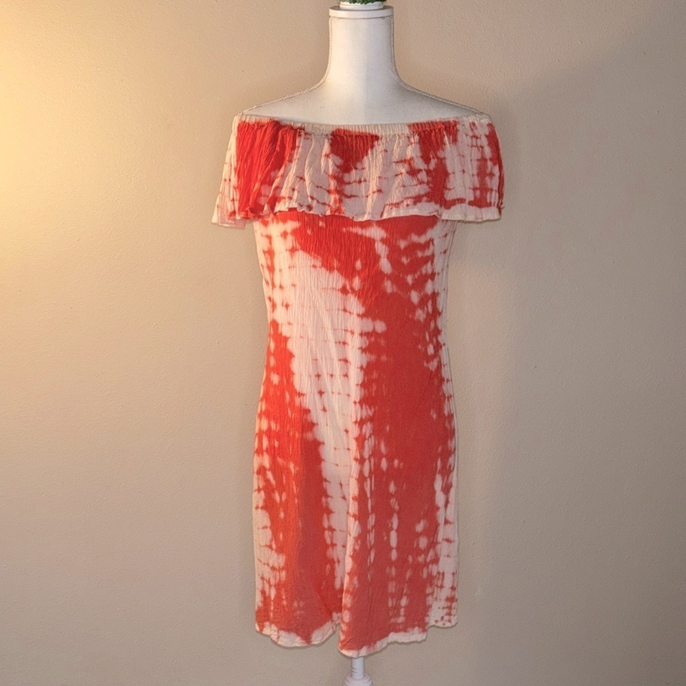 Exist Tie Dye Off the Shoulder Dress Beach Coverup L